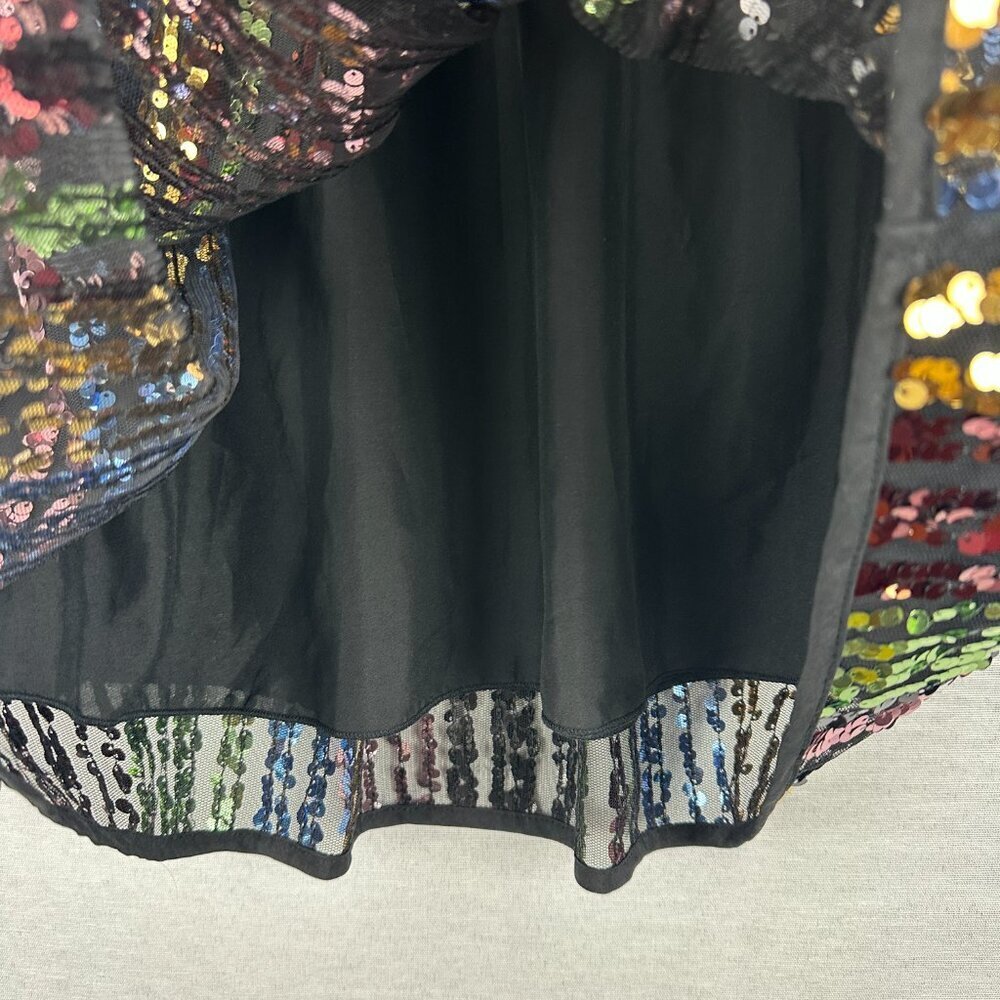 SHEIN RAINBOW SEQUIN FLARE FULLY LINED MINI SKIRT VERTICAL STRIPES SIZE 11-12 Y - Picture 4 of 6